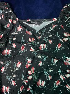 floral mini black dress