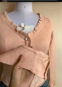 Peach Knit Cardigan