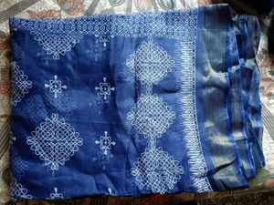 Blue Saree With Blouse Piece