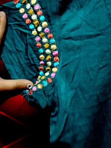 Embroidered Sea Green Kurta