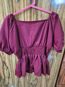 Chic Burgundy Bow Top