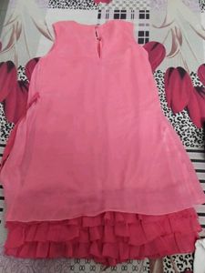 Carrot Red / Peach Pink Cutesy Ruffle Dress