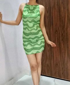 Green Wave Mini Dress