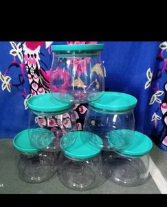 Set of 6 Plastic Storage Jars