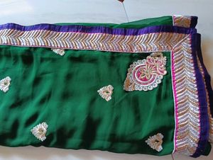 Green Saree with Embellishments