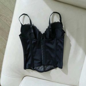 EUROPEAN Y2K METALLIC SILVER BUSTIER CORSET