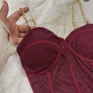 Burgundy Chain Bodysuit