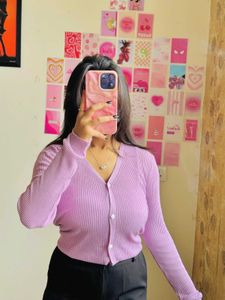Purple V-Neck Long Sleeve Top