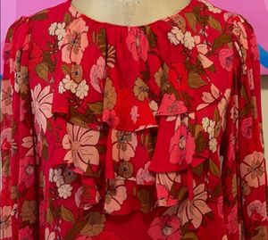 Zara Floral Ruffle Blouse