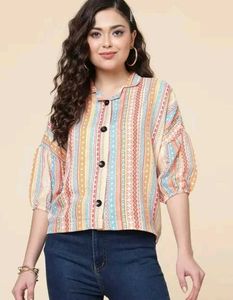 Striped Button-Down Top