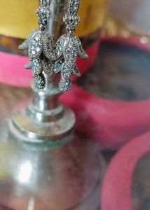 Elegant Silver Flower Drop Earrings