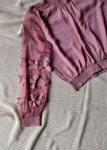 plusS Women Peach-Coloured Self Design Blouson Top