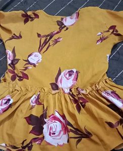 Floral Mustard Yellow Ruffle Top