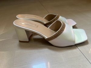 Iridescent Block Heel Mules