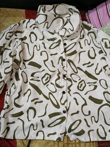 Patterned High Neck Blouse