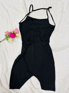Black Ribbed Jumpsuit