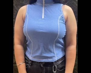 Blue Ribbed Tank Top