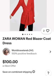 Zara Red Wrap Blazer Dress