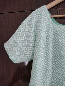Embroidered Kurta Pants Set For Women, Green, 46in