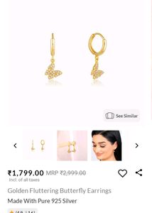 GIVA Gold Butterfly Earrings