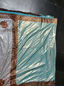 Elegant Blue &amp; Silver Saree