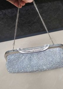 Silver Rhinestone Clutch