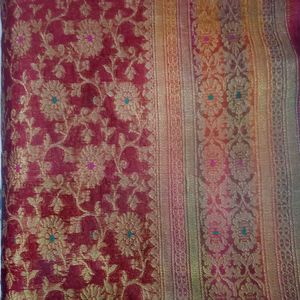 Maroon Banarasi Silk Saree