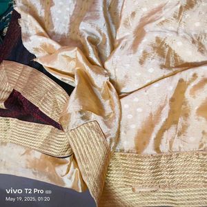 Double Shaded Brown Golden Saree