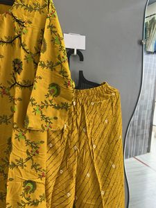 Yellow Printed Kurta Set (XL)