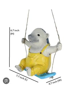 Polyresin Cute Hedgehog on Swing Decor for Garden