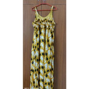 Beautiful Yellow Printed Long Dress..size -L