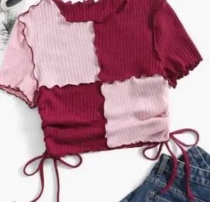 Cute Color Block Crop Top
