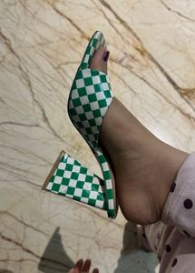 Green Checkered Heels