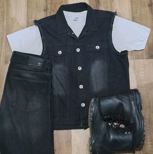 Black Denim Vest Outfit