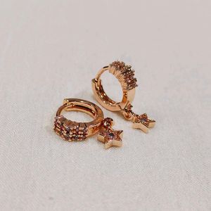 Rose Gold Star Drop Earrings