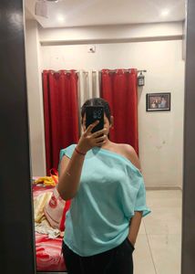 Sky Blue Off-Shoulder Top