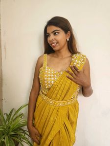 Elegant Drape Mustard Saree