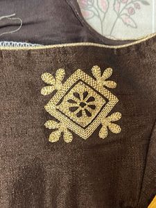 Embroidered Brown Blouse