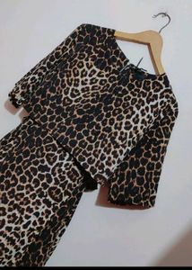 Brown Lion Printed Dress For 36 Bust