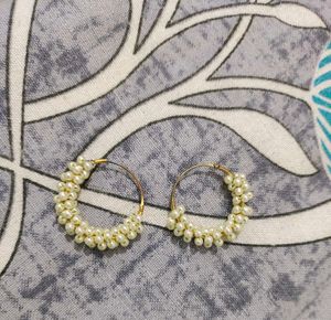 Pearl Beaded Hoop Earrings