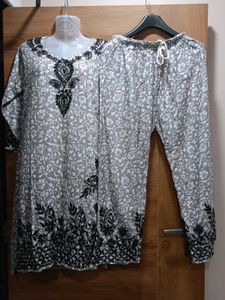 Black &amp; White Ethnic Kurta Set