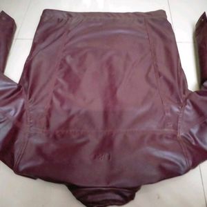 Maroon Leather Jacket In New Like Condition