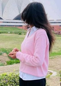 Pink V-Neck Knit Sweater