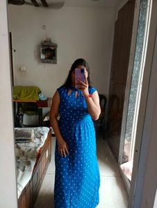 Blue Polka Dot Maxi Dress