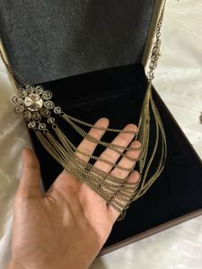 Set Of 2 Elegant Gold Floral Necklace