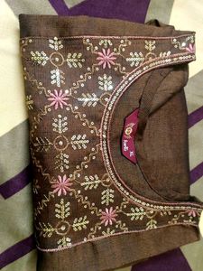 Brown Embroidered Kurta