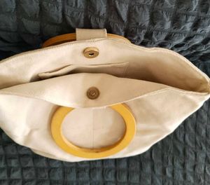 Canvas Handbag with Wooden Handles used only once