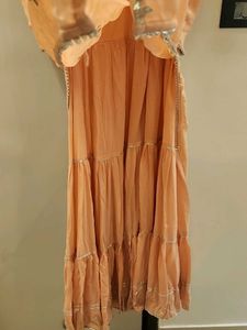 Peach Embroidered One Piece Kurti
