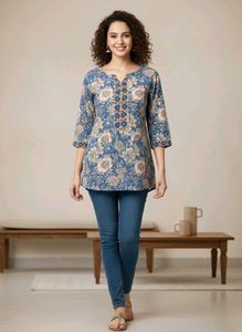 Blue Floral short kurti