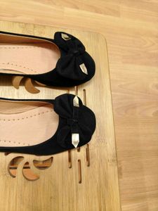 Women Black Bow Velvet Flat Comfortable Ballerinas